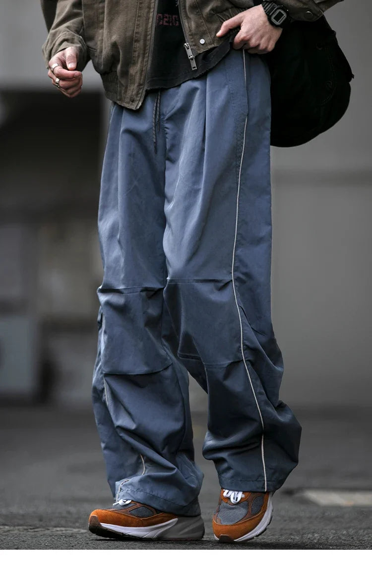 Korean Streetwear Waterproof Outdoor Utility Cargo Pants For Men Quick Dry Adjustable Hem Oversized Sport Casual Pants Trendy