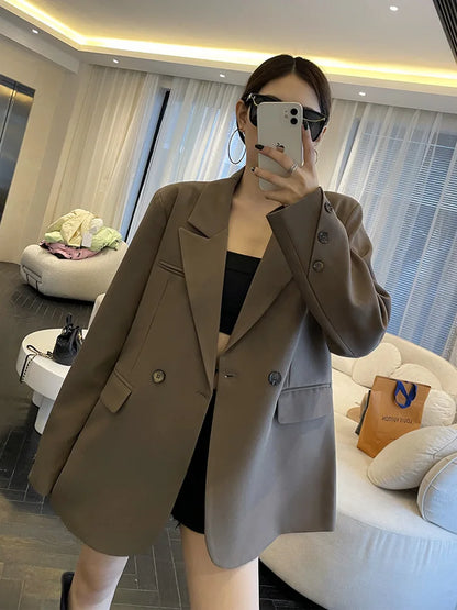 Coat Women Blazer Coats Turn Down Collar Blazers Jackets Y2k Streetwear Work Suits Elegant Splice Casual Jacket 2026 Spring