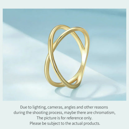 14K Gold Plated X Ring Dainty Minimalist 925 Sterling Silver Cross Ring for Women Promise Jewelry 2 Colors SCR543
