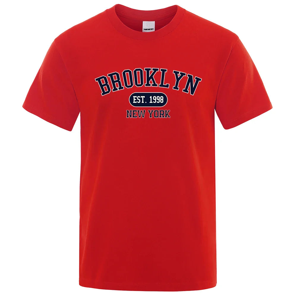New York Letter T Shirts Man Casual Crewneck Streetwear Breathable Fashion Summer Tops Cotton Loose T-Shirts