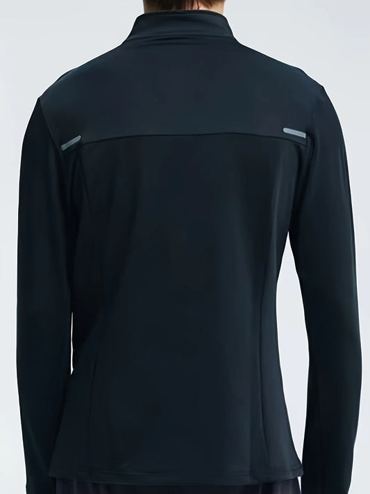 Coat men's half zipper quick drying anti wind drying clothes, running training basketball equipment, long sleeved fitness clothe