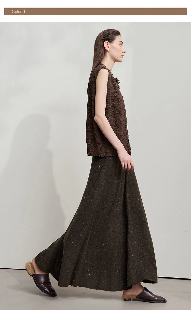 Knitted Skirts For Women 2025 Spring New Gentle A-line Long Skirt Loose Solid Color Elegant Versatile Woman Clothes12553045