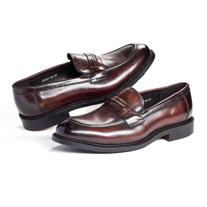Men's Formal Leather Shoes British Style Oxford Loafers Round Toe Breathable Non-Slip Business Dress Wedding Office Casual Shoes
