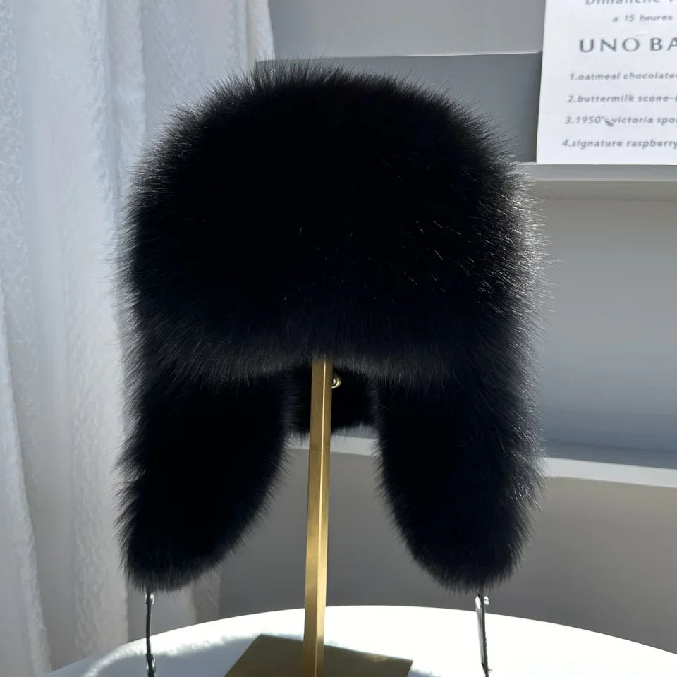 100% genuine fox fur ear-protecting hat Men real raccoon fur bomber hat Women winter warm fur real sheep leather snow hat