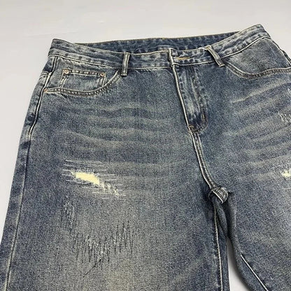 Autumn and Spring New Fashion Trend Pure Color Retro Straight Leg Jeans Men's Loose Sports Plus Size High Quality Denim Pants