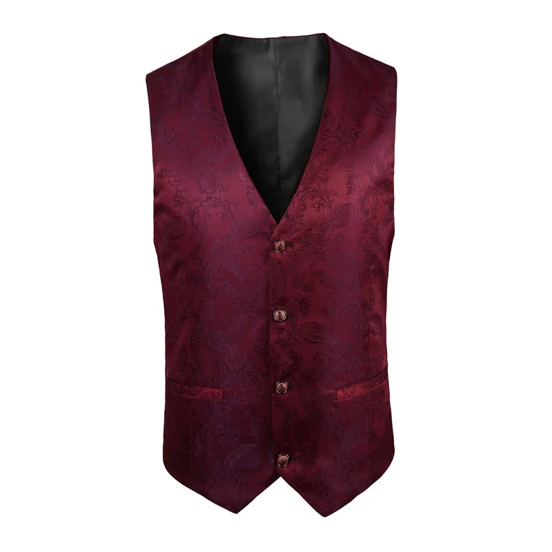 2025 New High-end V-neck Jacquard Black Vest for Men, White Sleeveless Waistcoat, Silver Billiards Uniform ,male Magician Vests
