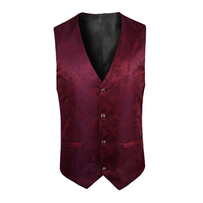 2025 New High-end V-neck Jacquard Black Vest for Men, White Sleeveless Waistcoat, Silver Billiards Uniform ,male Magician Vests