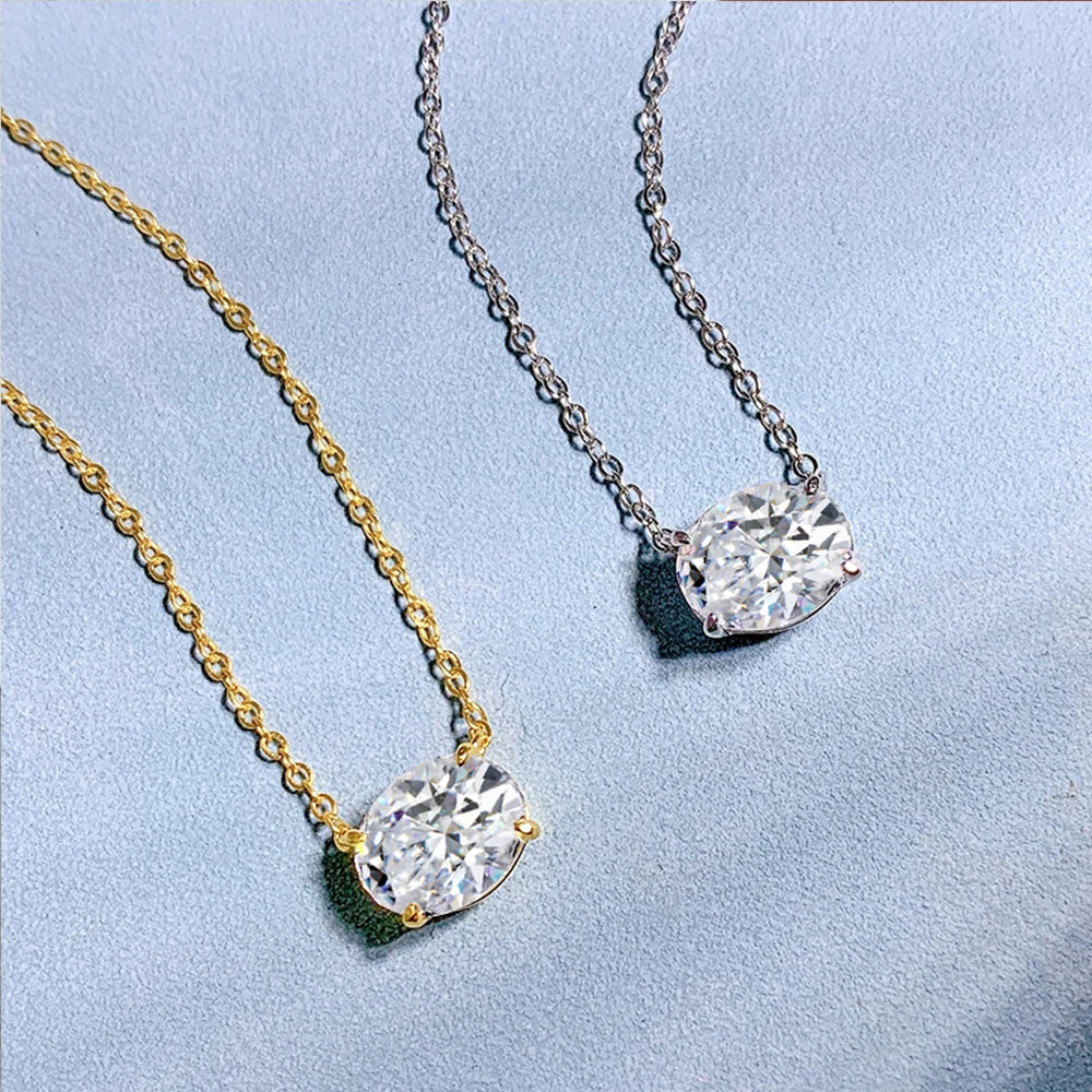 3CT Oval Cut Moissanite Pendant Necklace GRA Certified 8x10mm Lab Diamond Necklaces 925 Sterling Silver Birthday Wedding Jewelry