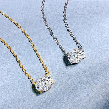 3CT Oval Cut Moissanite Pendant Necklace GRA Certified 8x10mm Lab Diamond Necklaces 925 Sterling Silver Birthday Wedding Jewelry