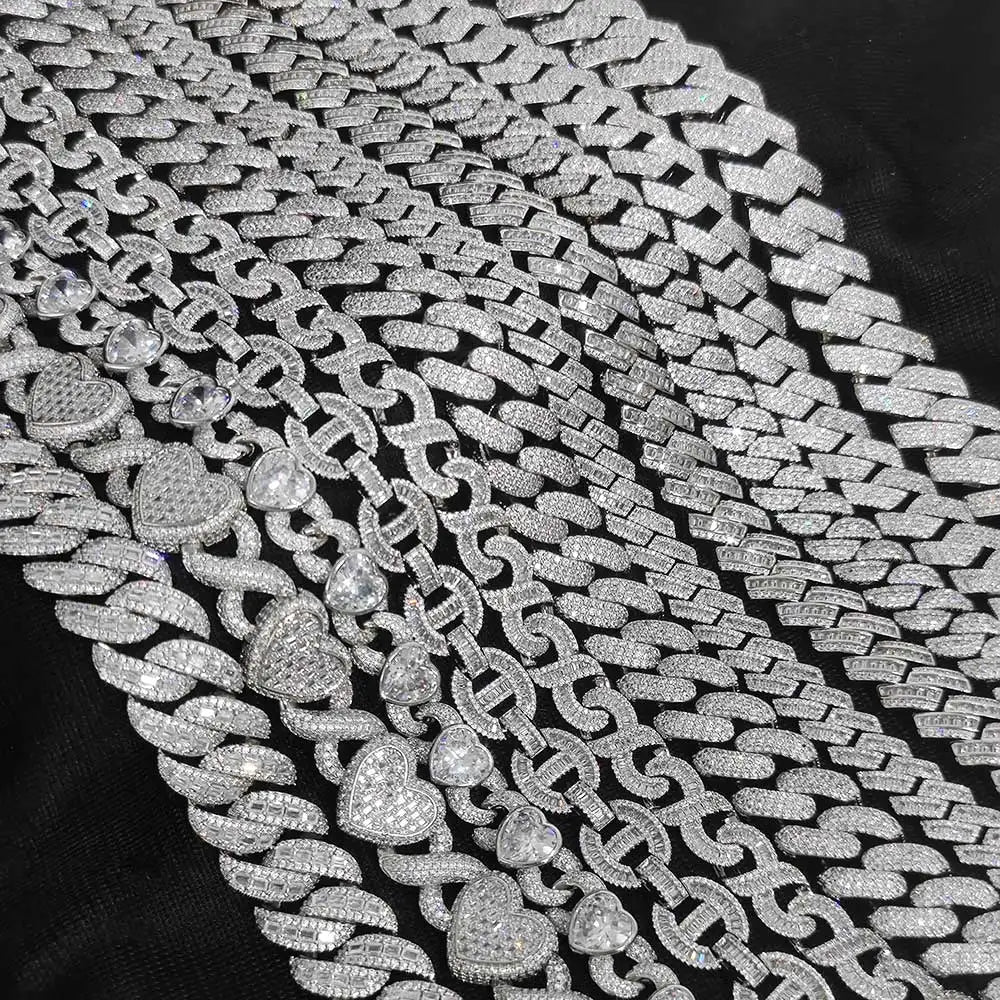 Mens Cuban Link Chain Bracelet Gold Plated Bling Miami Cuban Prong Set Diamond Bracelet for Men 25MM Iced Out Hip Hop Jewelry ﻿