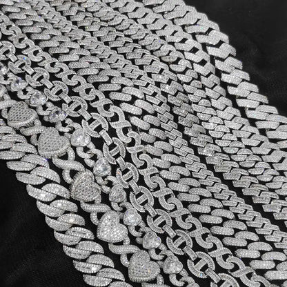 Mens Cuban Link Chain Bracelet Gold Plated Bling Miami Cuban Prong Set Diamond Bracelet for Men 25MM Iced Out Hip Hop Jewelry ﻿