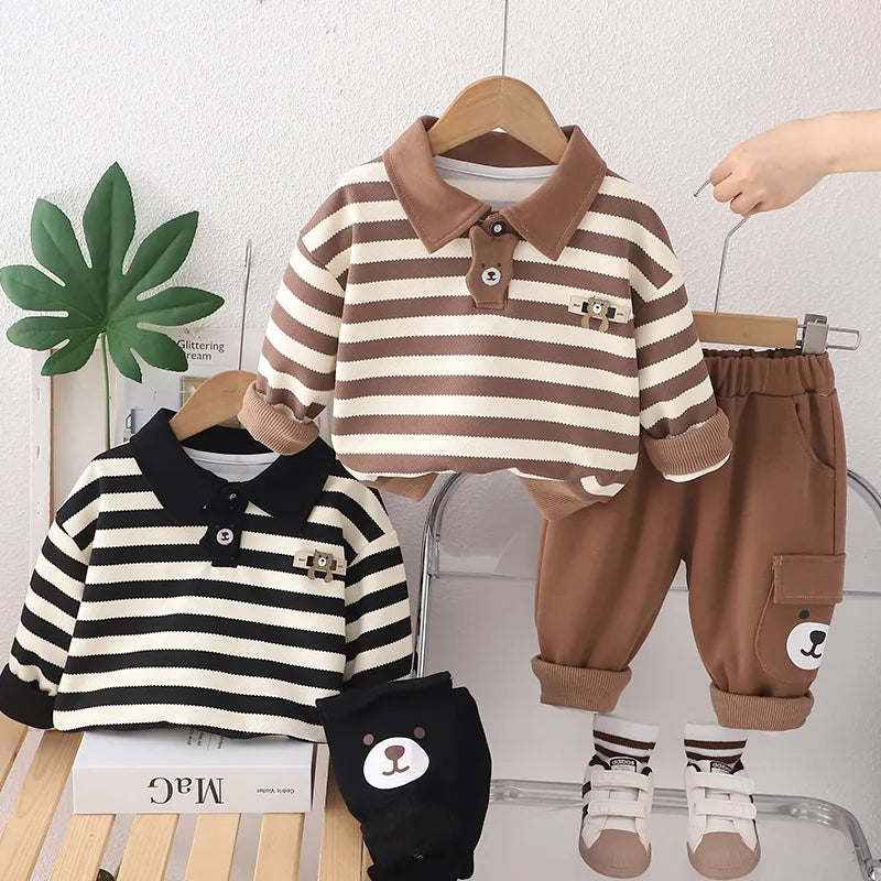New Autumn Baby Clothes Set Children Boys Striped Long Sleeved T-Shirt Pants 2Pcs/Sets Infant Fashion Costume Kids Tracksuits