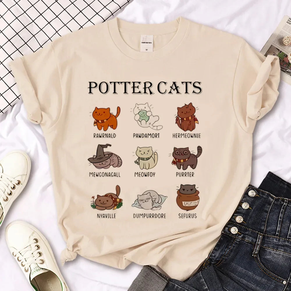 Cat top women streetwear summer anime t shirt girl y2k Japanese clothes