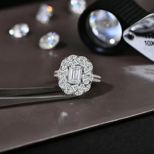 Bagues pour femmes en moissanite de luxe, coupe Asscher, couleur D VVS1, 2,0 carats, en argent S925 avec certificat, bijoux fins, nouveau