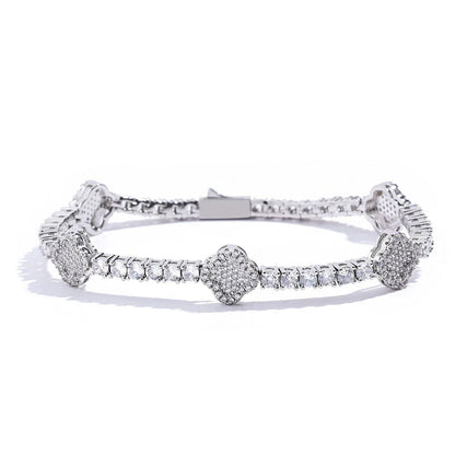 D VVS1 Moissanite Tennis Bracelet Four Leaf Clover s925 Sterling Silver Plated 18k with GRA Wedding Bracelets for Women
