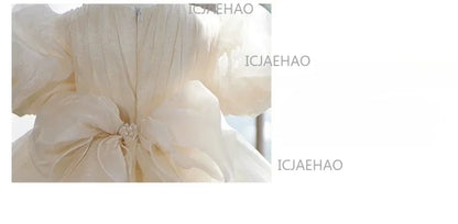 Children Girls Birthday Flower Girl Wedding Little Gown Kids Formal Champagne Host Piano Performance Princess Summer Costume