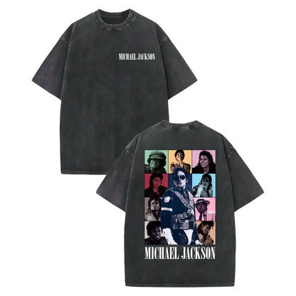 Vintage Washed Michael Jackson Graphic T Shirts Men Women Harajuku Rock Clothing T-shirts Fashion Casual Short Sleeve T-shirt