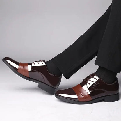 Social Shoe for Men Casual Business Patent Leather Dress Shoes Man Bright Upper Pointed Toe 2025 Trend Office Suit Footwear New
