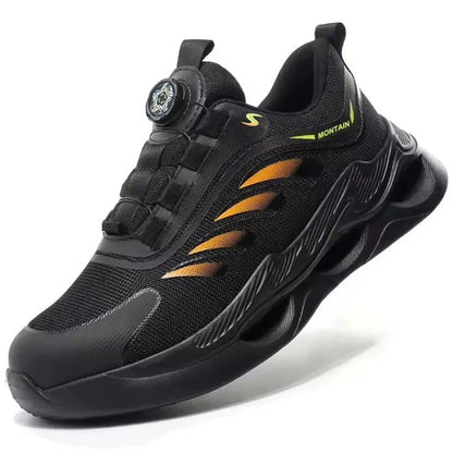 Men Steel Toe Safety Work Boots Anti-smash Puncture Proof Kevlar Midsole Waterproof Lightweight Industrial Shoes Rotary Buckle
