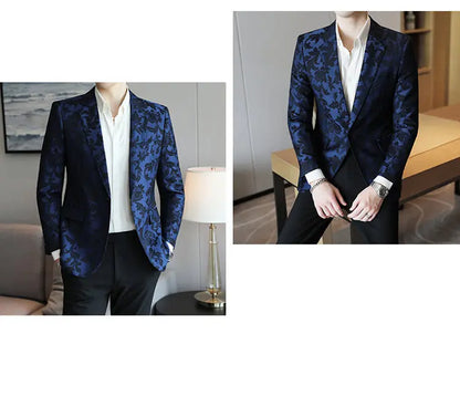 2025 Spring Luxury High-end Jacquard Men's Suit Coats British Style Men Slim Fit Casual Groom Wedding Dress Party Suit Blazers