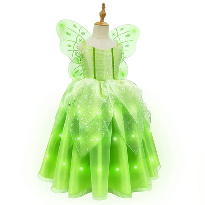 2025 Evening Party Girls LED Lights Elsa Anna Kids Princess Dress Coslplay Halloween Luminous Prom Gowns