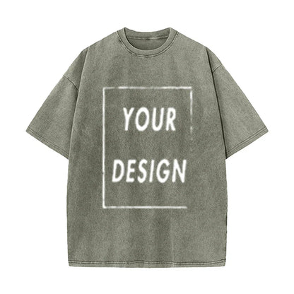 Men's and Women's Cotton Washed T-Shirt Custom Printed T-Shirt 230G Top DIY Your Favorite Pattern or Logo Fashionable Custom Top