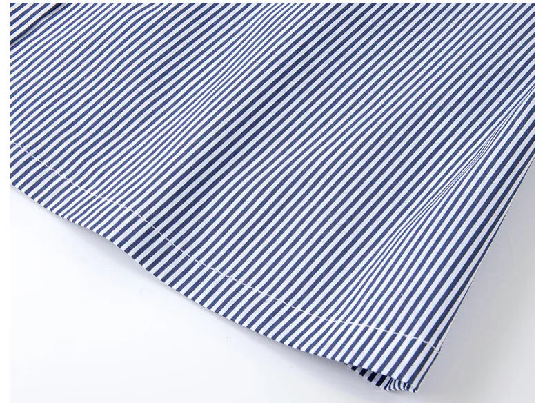 Women's Navy Blue Striped Sleeveless Shirts Office Lady 2026 Spring New Casual Ruffled Stand Neck Female Blouses A3565