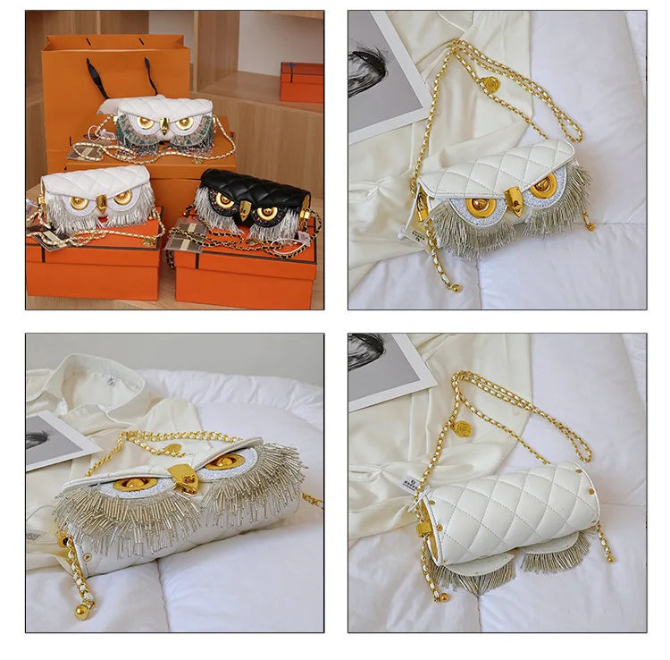 Cute Owl Bags for Women 2026 New Luxury Designer Handbag Fashion Tassel Crossbody Bag Leather Animal Print Shoulder Bag Woman