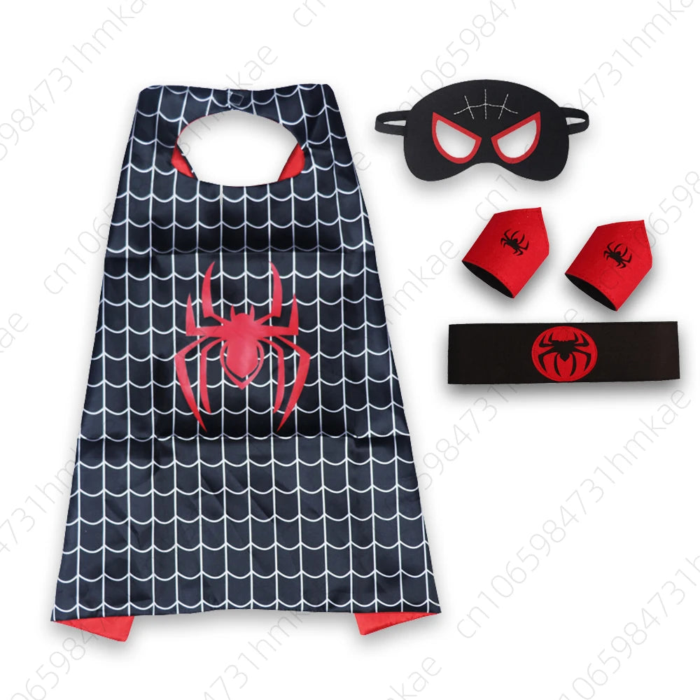 Superhero Halloween Masquerade Mask Cape Cloak Anime Spider Man Batman Cloak Action Figure Toys Cosplay Party Gift