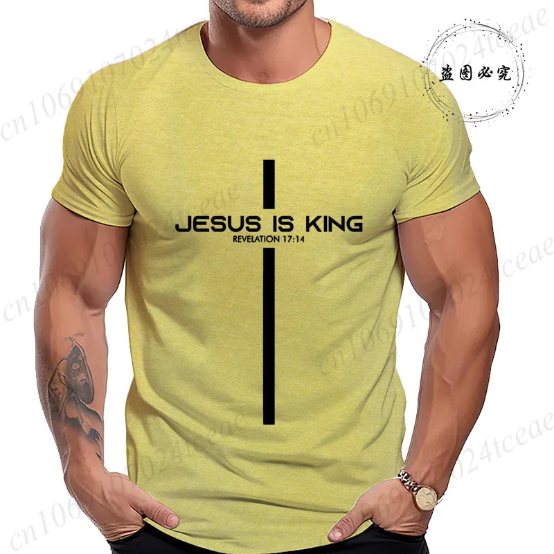 T Shirt for Men Jesus Is King Print Graphic T Shirts Unisex Harajuku Fashion Casual Street Short Sleeve Tee Jesus Is King Tops
