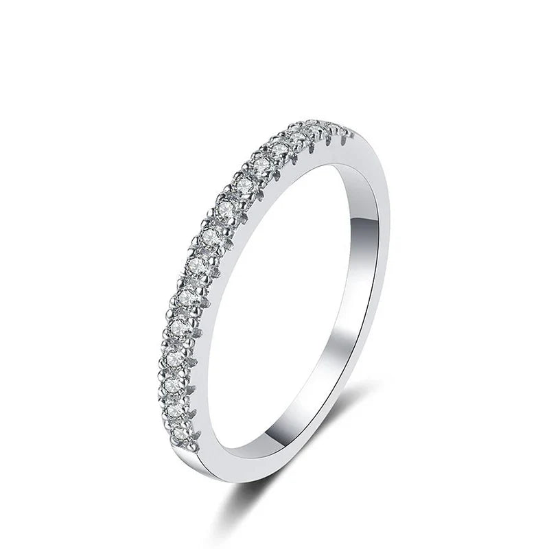 Full D Color Moissanite Wedding Band Ring 925 Sterling Silver Eternity Band Engagement Bride Bands Party Rings For Women