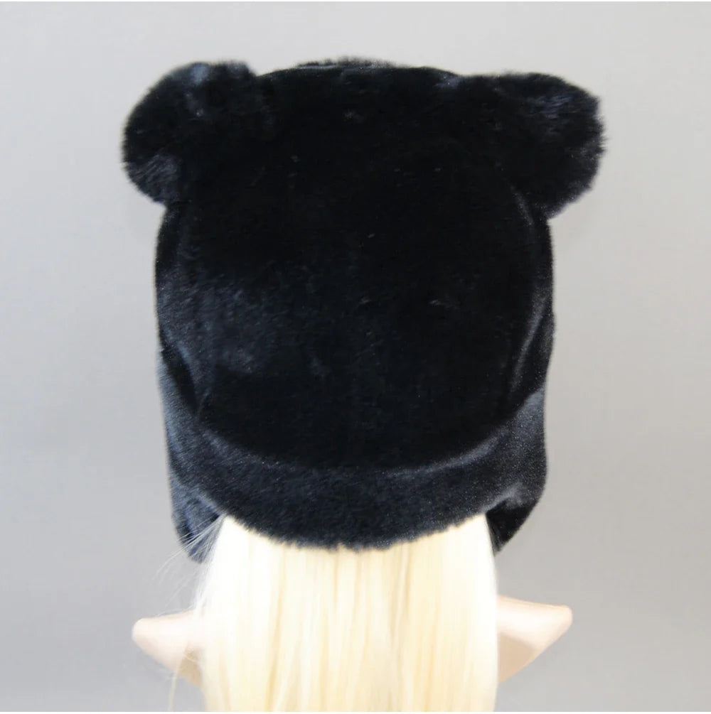Hot Sale New Women False Rex  Rabbit False Fur Hat Winter Warm Fur Hat Black and White Panda Cute Color Artificial Hat