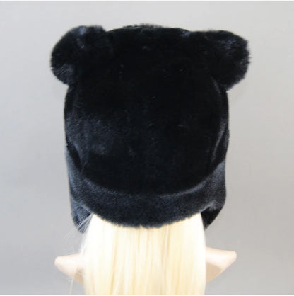 Hot Sale New Women False Rex  Rabbit False Fur Hat Winter Warm Fur Hat Black and White Panda Cute Color Artificial Hat