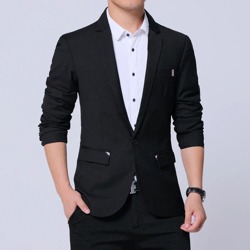 2026 New Spring Autumn Men Suit Jacket Mens Korean Slim Fit Solid Color Smart Casual Work Clothing Men's Suits Blazers