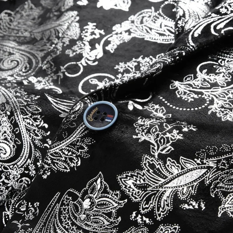 Plus Size 6XL-M Spring Luxury Men Bronzing Print Blazers 2025 New Slim Wedding Nightclub Party Dress Mens Clothing Suit Jackets