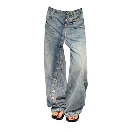 Women Blue Y2k Baggy Wide Jeans Grunge Jean Pants Vintage Harajuku Oversize Boyfriend Denim Trousers Alternative Clothes