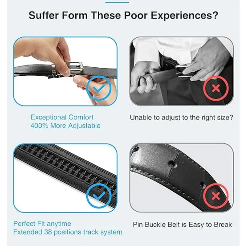 Fashion Automatic Buckle Men's Belt Men's Genuine Leather Belt Luxury Designer Black Brown 3.5 cm Ratchet Belt for Men