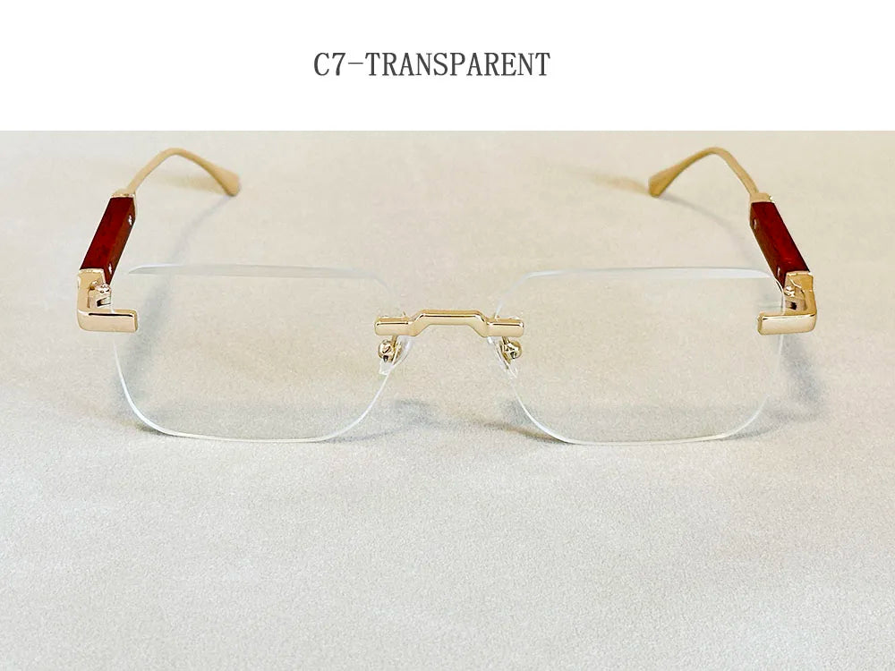 Vintage Square Sunglasses For Men Rimless Sunglasses Women Trendy Retro Fashion Glasses Gafas De Sol Hombre Lunette Soleil Femme