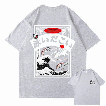 2025 Men's Hip Hop T-shirt Street Wear Harajuku Japan Wave T-shirt Summer Short Sleeve Top T-shirt Cotton Printed T-shirt Men's