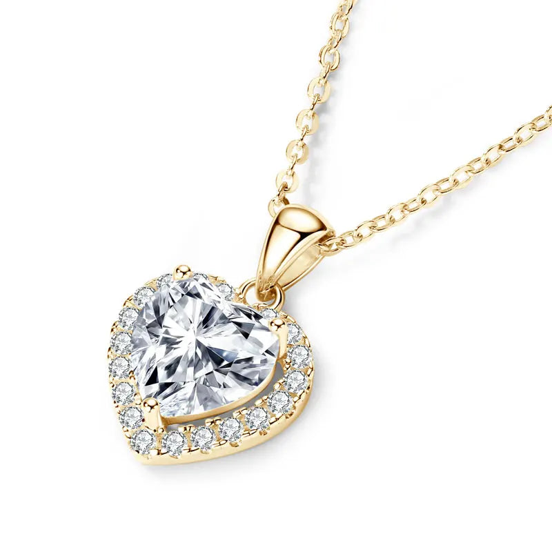 2ct D Color Moissanite Love Heart Pendant Necklaces 925 Sterling Silver Necklace Chains for Women Wedding Jewelry Gift