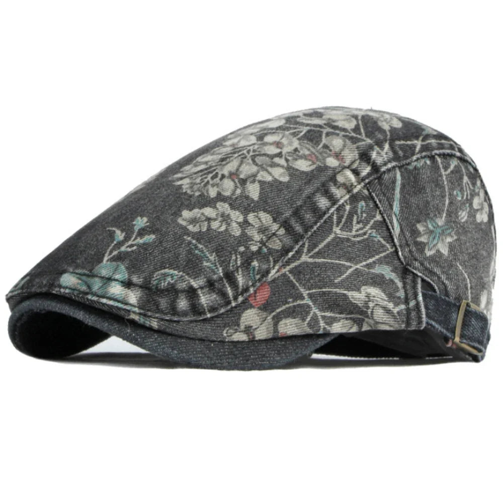 Beret Cap Spring Summer Autumn Men Women Cap Male Female Floral Artist Painter Beret Hat Denim Flat Cap Octagonal Berets