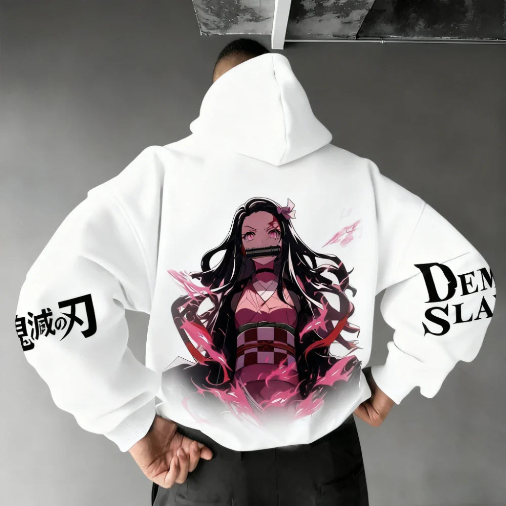 Demon Slayer Men's Hoodie Sweatshirt Kamado Nezuko Anime Spring Autumn Winter Boy Harajuku Long-sleeved Parent-child Outfit
