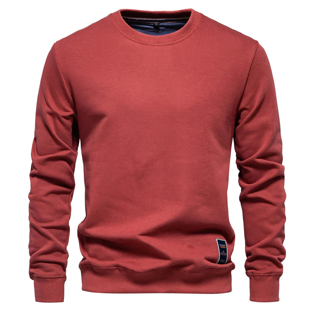 Cotton-blend Mens Crew Neck Solid Color Sweatshirts Pullover Casual Sport Sweatshirt for Men