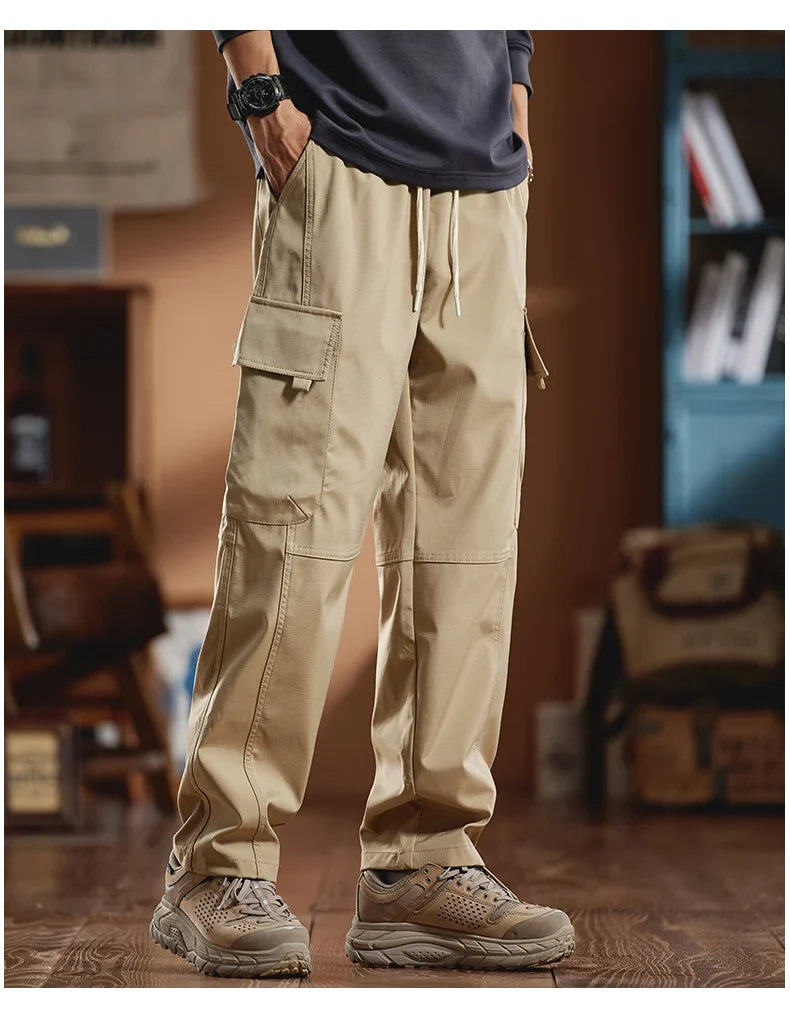 New in Tall Men Cargo Pants Elastic Waist Extra Long Length 115cm Male Waterproof Trousers Lengthened Slim Thin Leg 190cm 200 Cm