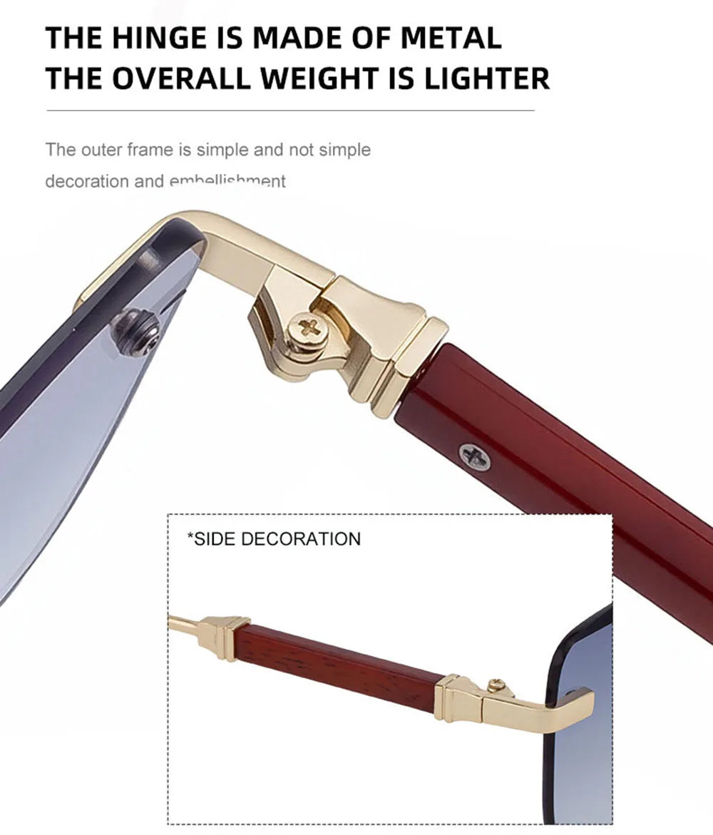 Vintage Square Sunglasses For Men Rimless Sunglasses Women Trendy Retro Fashion Glasses Gafas De Sol Hombre Lunette Soleil Femme