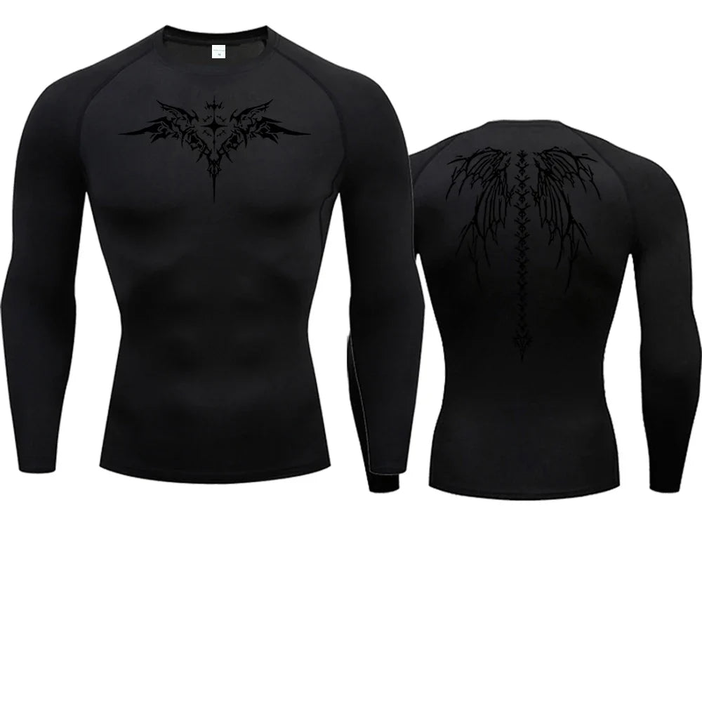 Anime Print Compression Shirt Mens Running T-Shirt Quick-Drying Fitness Sportswear Gym Sports Short Sleeve Breathable Tops