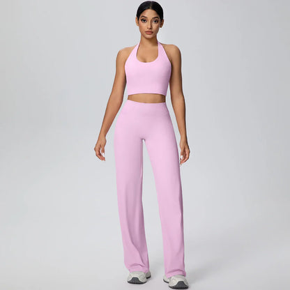2Pieces Breathable Summer Workout Top Pants Yoga Set Yoga Underwear With Chest Pad Quick Drying Push Up Pencil Pants Yoga Set