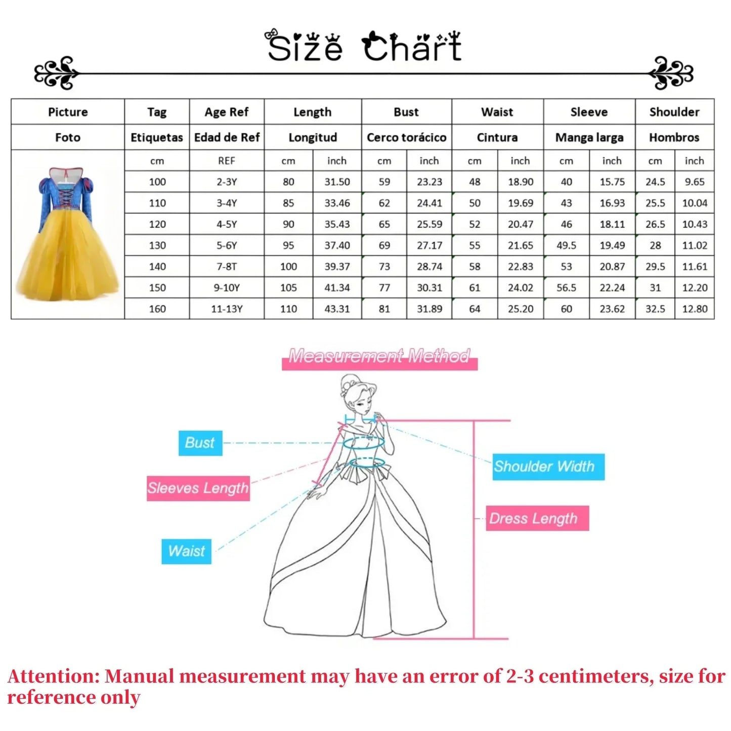 2026 Deluxe Snow White Princess Gown Puff Sleeve Stand Collar Girl Fairy Kid Cosplay Costume Toddler Carnival Apparel Dresses