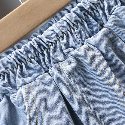 Summer Baby and Boys Cotton 3D Printed Lace Up Top t-Shirt+Denim Shorts Pant Set School Kids 2PCS Tracksuit Child Outfits 1-12Yr