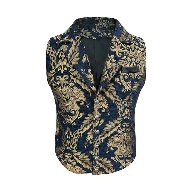 Four Seasons Men Suit Vest Contrast Color Printed Male Vest Slim Single-breasted Sleeveless Versatile Man Waistcoat